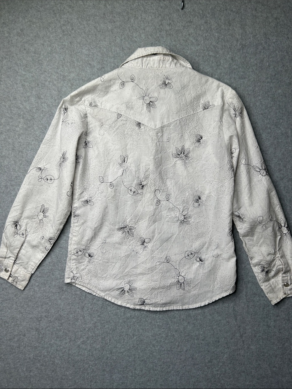 Roper White Long-Sleeve‎ Floral Pearl Snap Western Shirt - Picture 7 of 8